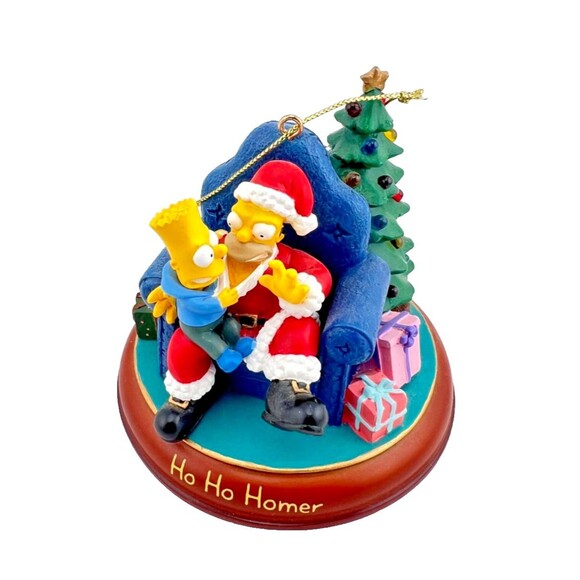 SIMPSONS Bradford Christmas Tree Ornament Illuminated “Ho Ho Homer” Santa Bart - Picture 1 of 9